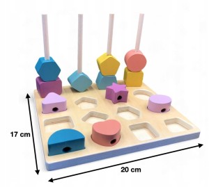 DREWNIANE KLOCKI KSZTAŁTY GEOMETRYCZNE ZABAWKA DLA DZIECKA NA PREZENT