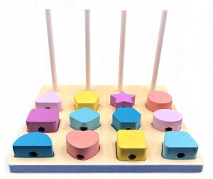 DREWNIANE KLOCKI KSZTAŁTY GEOMETRYCZNE ZABAWKA DLA DZIECKA NA PREZENT