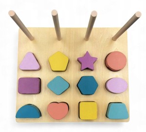 DREWNIANE KLOCKI KSZTAŁTY GEOMETRYCZNE ZABAWKA DLA DZIECKA NA PREZENT
