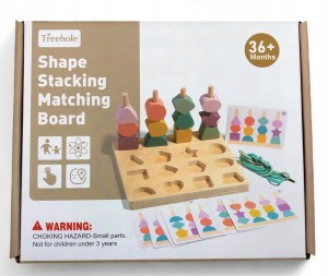 DREWNIANE KLOCKI KSZTAŁTY GEOMETRYCZNE ZABAWKA DLA DZIECKA NA PREZENT