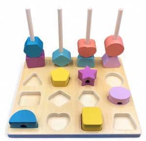 DREWNIANE KLOCKI KSZTAŁTY GEOMETRYCZNE ZABAWKA DLA DZIECKA NA PREZENT
