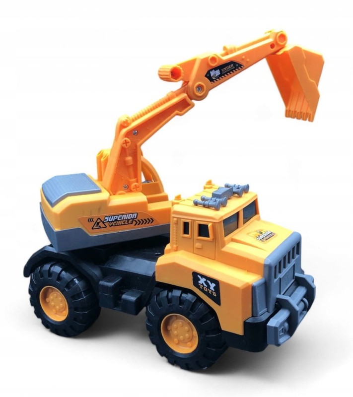 KOPARKA POJAZD BUDOWLANY PREZENT DLA CHŁOPCA ŻÓŁTA KOPARKA Z RUCHOMĄ ŁOPATĄ