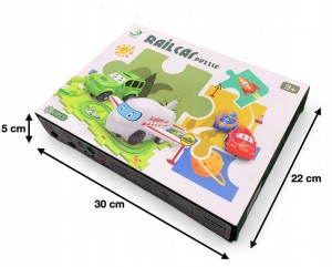 TOR WYŚCIGOWY Z SAMOCHODEM TERENOWYM UKŁADANKA PUZZLE Z DINOZAURAMI 8 ELEM.