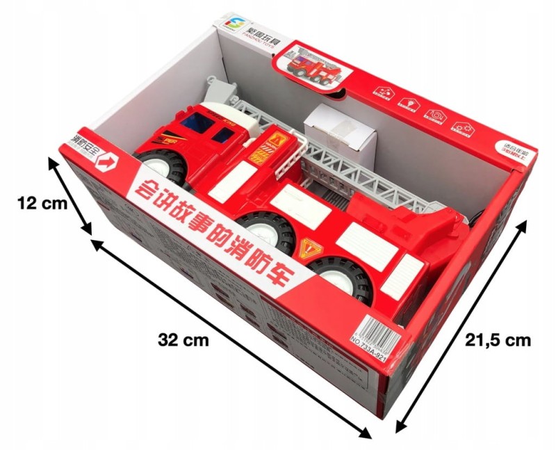 STRAŻ POŻARNA ZABAWKA DLA DZIECKA Z DRABINĄ, WODĄ, MUZYKĄ I ŚWIATEŁKAMI