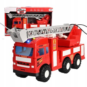 STRAŻ POŻARNA ZABAWKA DLA DZIECKA Z DRABINĄ, WODĄ, MUZYKĄ I ŚWIATEŁKAMI