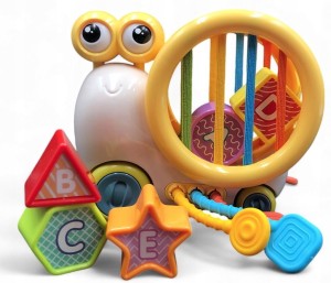 SENSORYCZNA ZABAWKA DLA DZIECKA KSZTAŁTY KOLORY LINKI DO PRZECIĄGANIA SNAIL