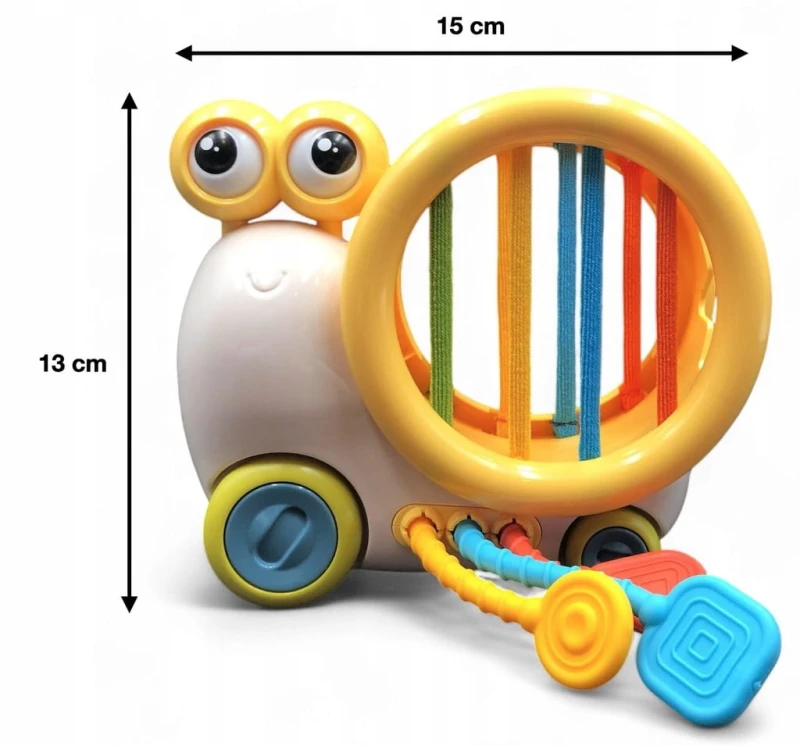 SENSORYCZNA ZABAWKA DLA DZIECKA KSZTAŁTY KOLORY LINKI DO PRZECIĄGANIA SNAIL