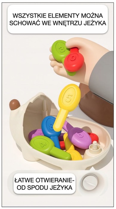 ZABAWKA LOGICZNA DLA DZIECKA UKŁADANKA WEDŁUG KOLORÓW CYFR EDUKACYJNY JEŻYK