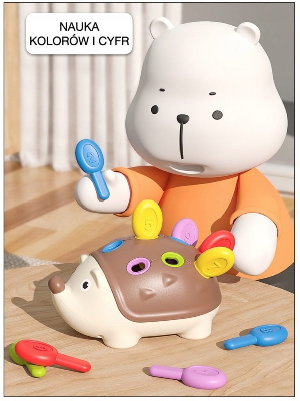 ZABAWKA LOGICZNA DLA DZIECKA UKŁADANKA WEDŁUG KOLORÓW CYFR EDUKACYJNY JEŻYK