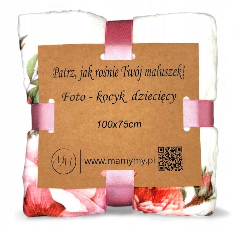 Prezent na baby shower dla przyszłej mamy dziewczynki fotokocyk z kwiatami poony