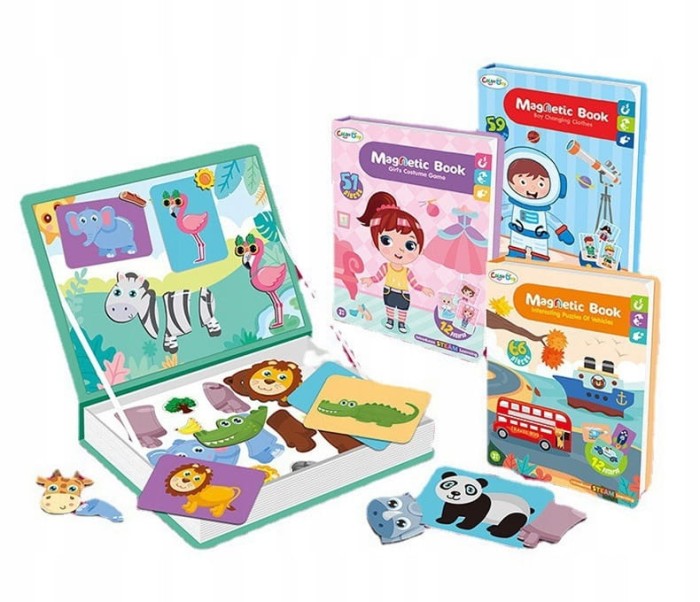 Układanka magnetyczna dla chłopca kosmos w postaci książki 59 elementów