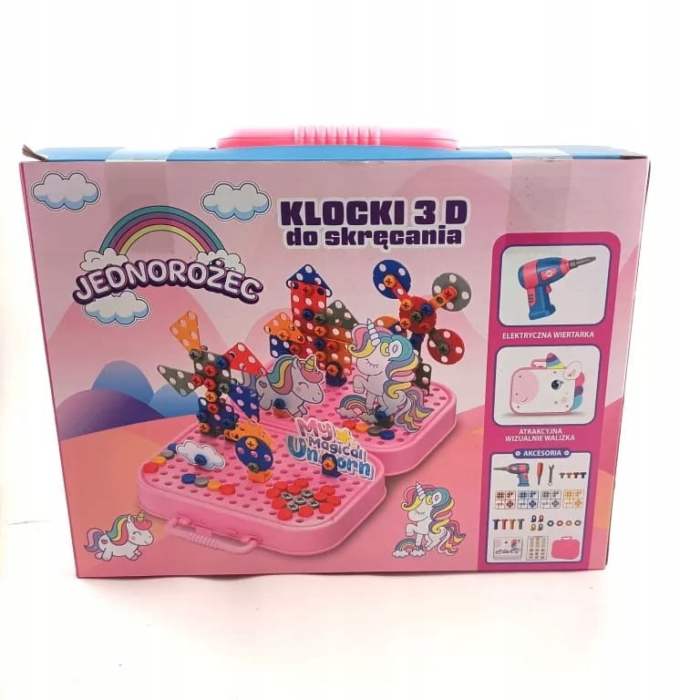 Klocki konstrukcyjne 3d kreatywne klocki do skręcania jednorożec poony