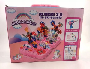 Klocki konstrukcyjne 3d kreatywne klocki do skręcania jednorożec poony