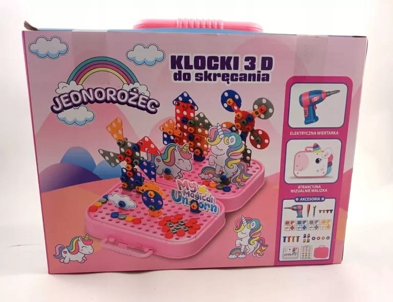 Klocki konstrukcyjne 3d kreatywne klocki do skręcania jednorożec poony