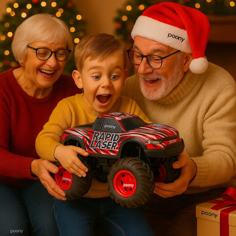 czerwony monster truck auto terenowe zabawka dla chłopca prezent na święta - poony