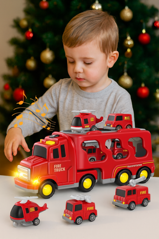 zabawkowa straż pożarna z pojazdami ratunkowymi poony