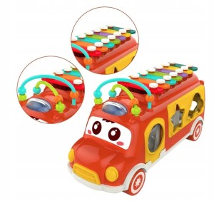 czerwony autobus jeżdżący kształty i kolory - poony