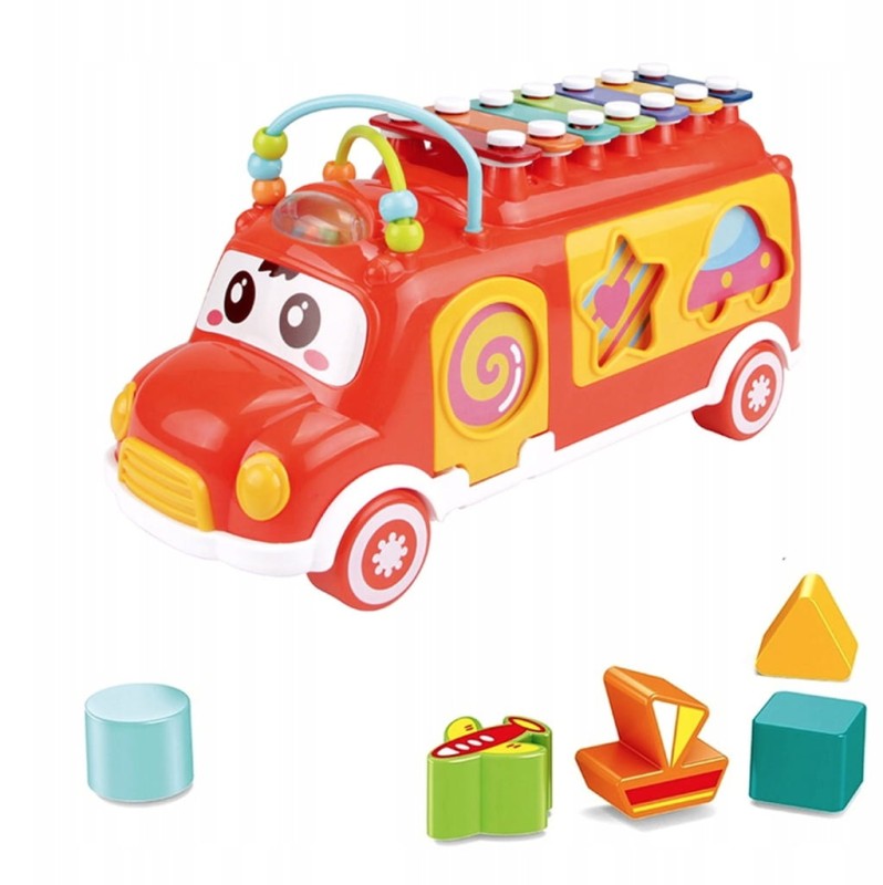 czerwony autobus jeżdżący kształty i kolory - poony