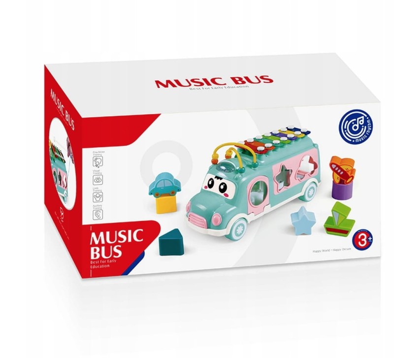 czerwony autobus jeżdżący kształty i kolory - poony