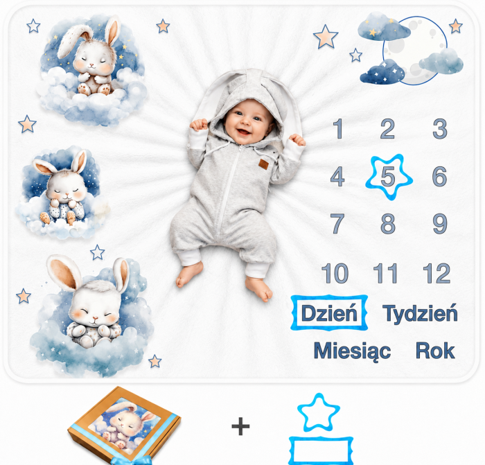 MATA DO ZDJĘĆ DZIECKA MIĘKKI KOCYK W KRÓLICZKI ZAPAKOWANY NA PREZENT +RAMKI.png