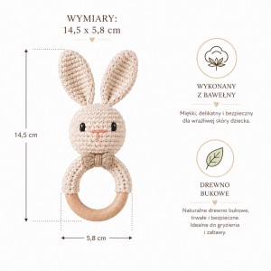 Zestaw prezentowy dla noworodka pieluszka bambusowa gryzak zawieszka do smoczka poony