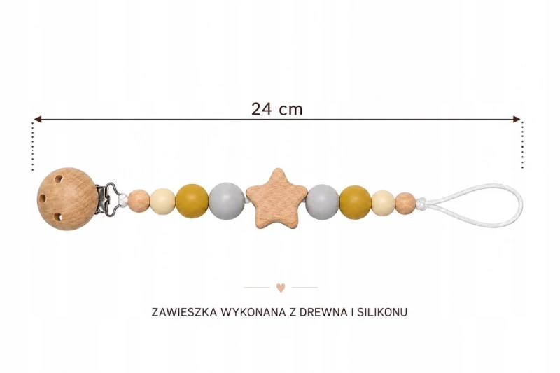 Zestaw prezentowy dla noworodka pieluszka bambusowa gryzak zawieszka do smoczka poony