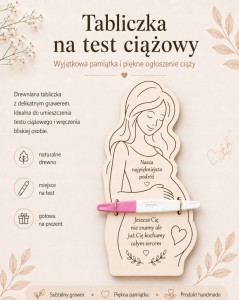 zestaw do ogłoszenia ciąży tabliczka na test ciążowy i opaskę ze szpitala poony