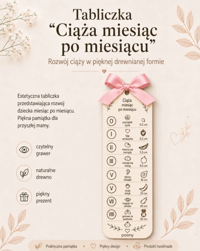 zestaw do ogłoszenia ciąży tabliczka na test ciążowy i opaskę ze szpitala poony