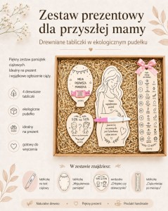 zestaw do ogłoszenia ciąży tabliczka na test ciążowy i opaskę ze szpitala poony