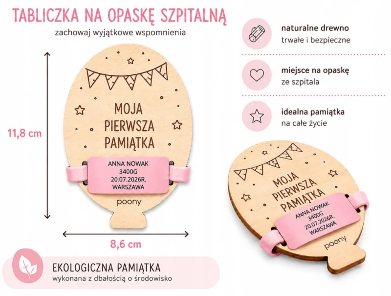prezent z okazji narodzin dziewczynki różowy kocyk zawieszka tabliczka na opaskę szpitalną