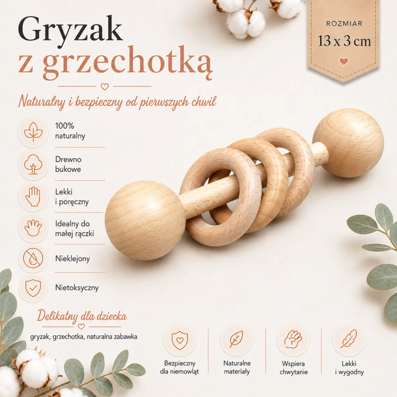 eko prezent dla niemowlaka gryzak grzechotka poony