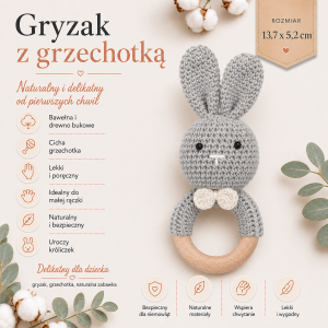eko prezent dla niemowlaka gryzak grzechotka poony