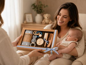 baby box dla niemowlaka z gryzakiem i otulaczem poony .png