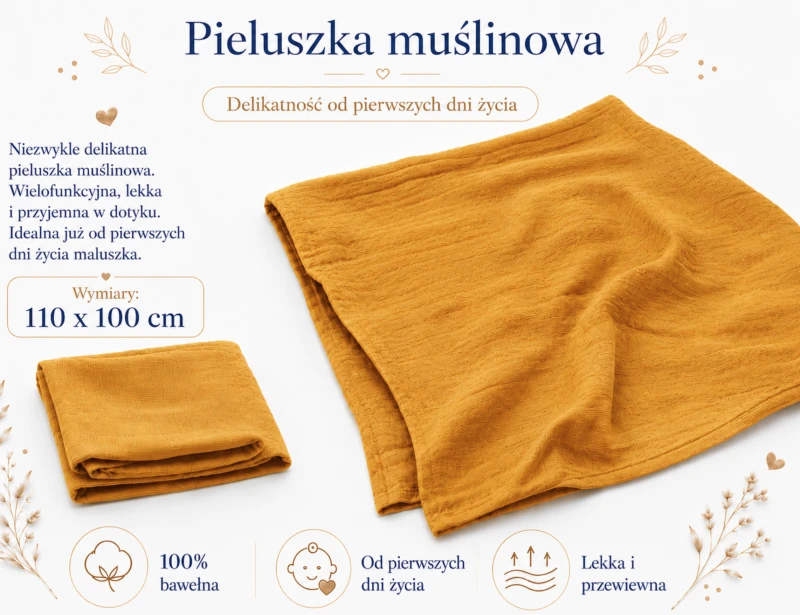 pieluszka muślinowa dla niemowlaka poony