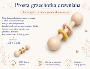 drewniana grzechotka dla niemowlaka poony