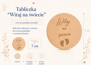 drewniane kółeczko witaj na świecie  poony