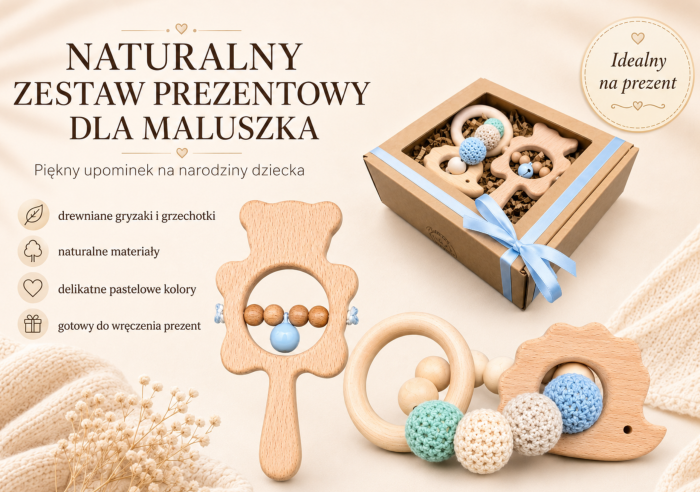 prezent dla dziecka gryzak grzechotka poony