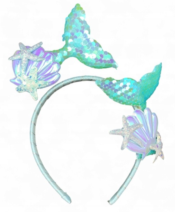 Różowa opaska do włosów syrena + spinka syreni ogon komplet dla dziewczynki