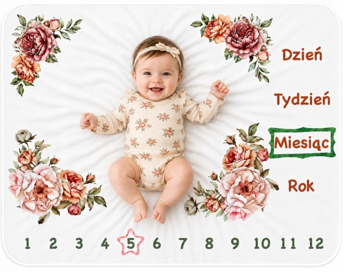 fotokocyk dla dziewczynki z kwiatami akcesoria do zdjęć tabliczki poony