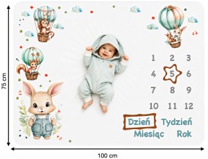 kocyk do zdjęć dla dziecka fotomata z króliczkiem fotokocyk+akcesoria poony