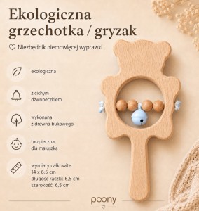 gryzak dla dziecka grzechotka pieluszka muślinowa zestaw prezentowy poony