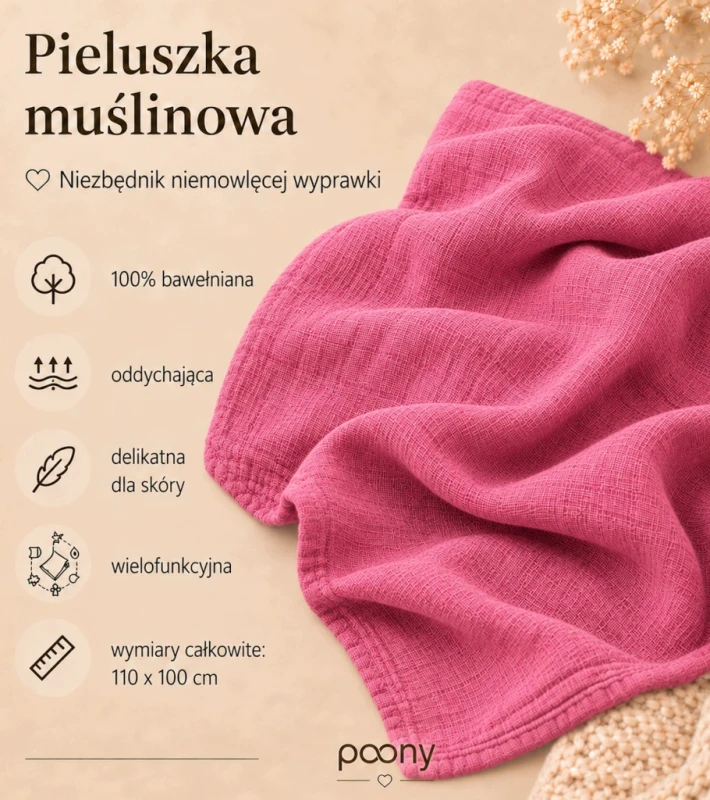 zestaw prezentowy dla noworodka gryzak pieluszka muślinowa zawieszka poony