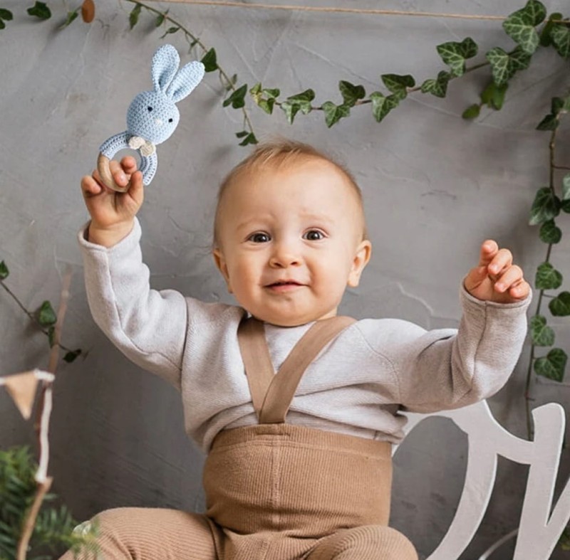 Gryzak na ząbkowanie dla dziewczynki różowy króliczek + pudełko prezentowe - poony