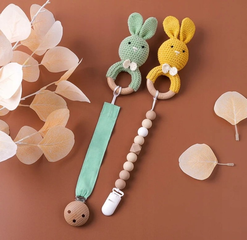 Gryzak na ząbkowanie dla dziewczynki różowy króliczek + pudełko prezentowe - poony