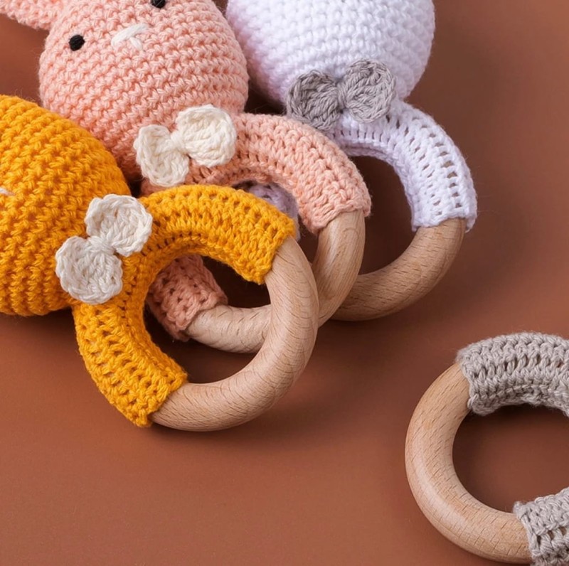 Gryzak na ząbkowanie dla dziewczynki różowy króliczek + pudełko prezentowe - poony