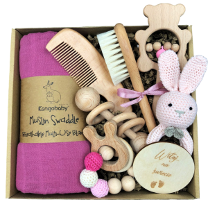 różowy baby box dla niemowlaka dziewczynki prezent poony
