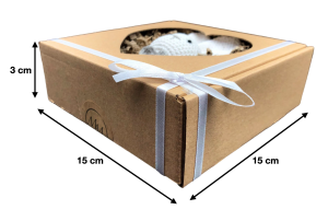 Króliczek - grzechotka gryzak dla dziecka biały ekologiczny na ząbkowanie + pudełko prezentowe - poony