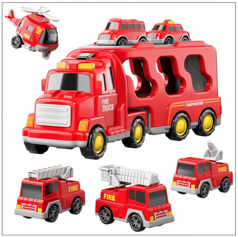 zestaw straż pożarna dla chłopca duży transporter poony