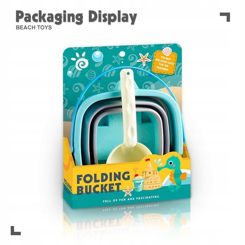 Wiaderko składane i łopatka, Zestaw zabawek do piaskownicy dla dziecka