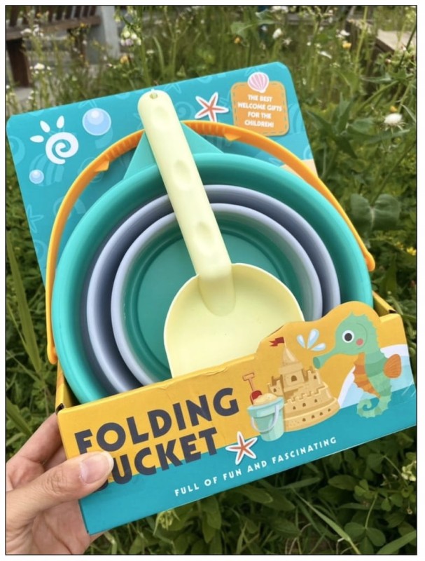 Wiaderko składane i łopatka, Zestaw zabawek do piaskownicy dla dziecka